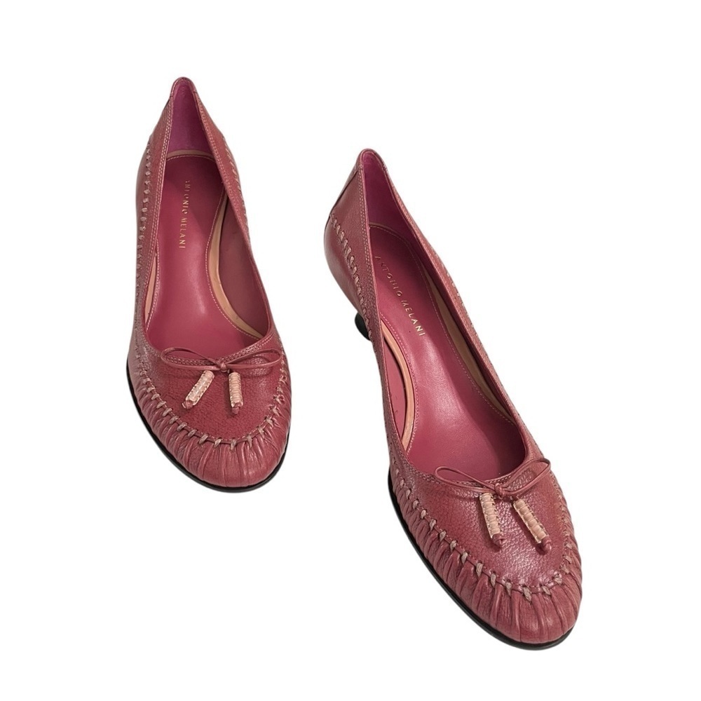 Antonio Melani Shoes Margherit 001 Dusty Rose Pink Leather With Bow Low Heels 9M - Picture 8 of 15